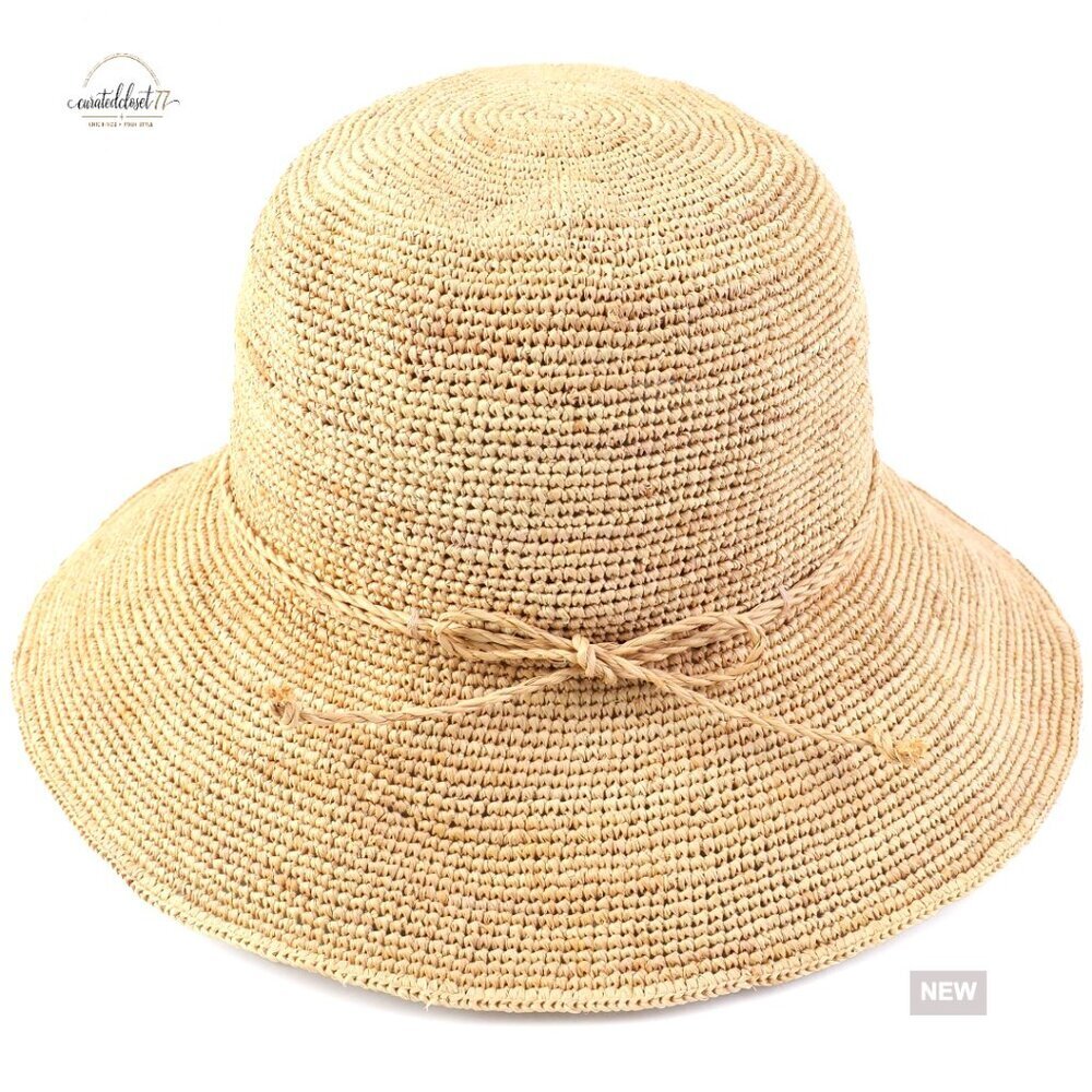Women's Straw Bucket Hat Adjustable Sun Protection Beach Summer Fashion